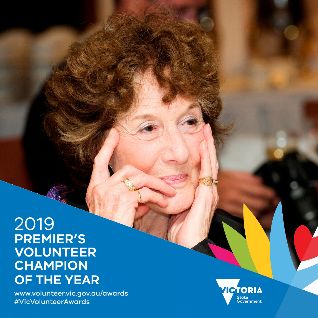 Carmel Benjamin AM received the Volunteer of the Year, Dame Elisabth Murdoch Award in 2019.